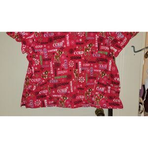 Women's Rudolph the Red Nose Reindeer scrub top size 3xl